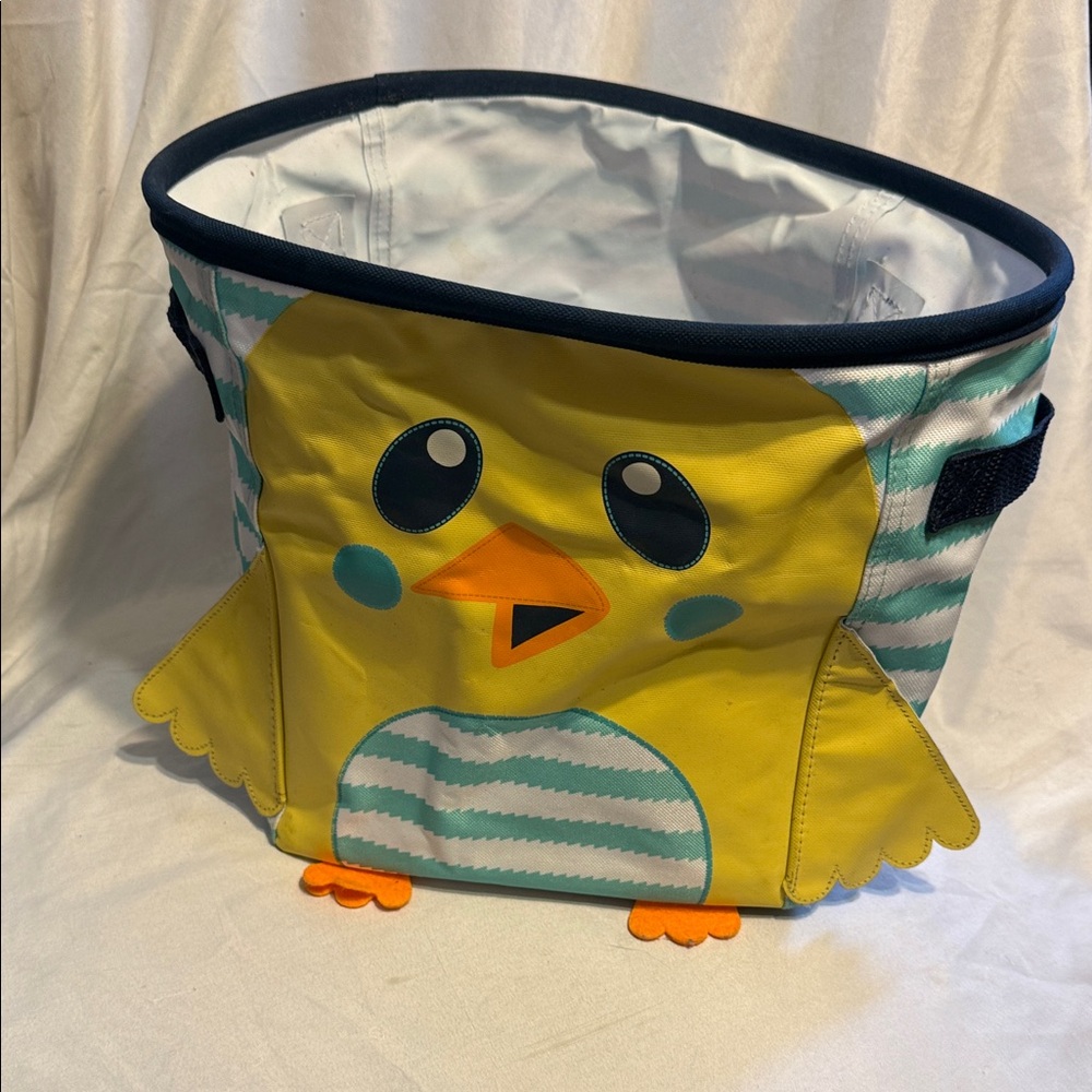 thirty-one Yellow Chick Kids Storage Bin with Teal Stripes